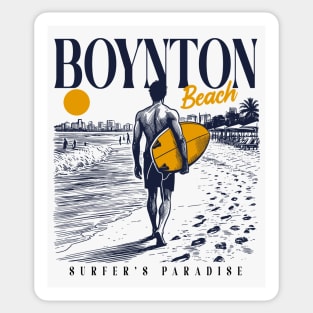Vintage Surfing Boynton Beach, Florida // Retro Surfer Sketch // Surfer's Paradise Sticker